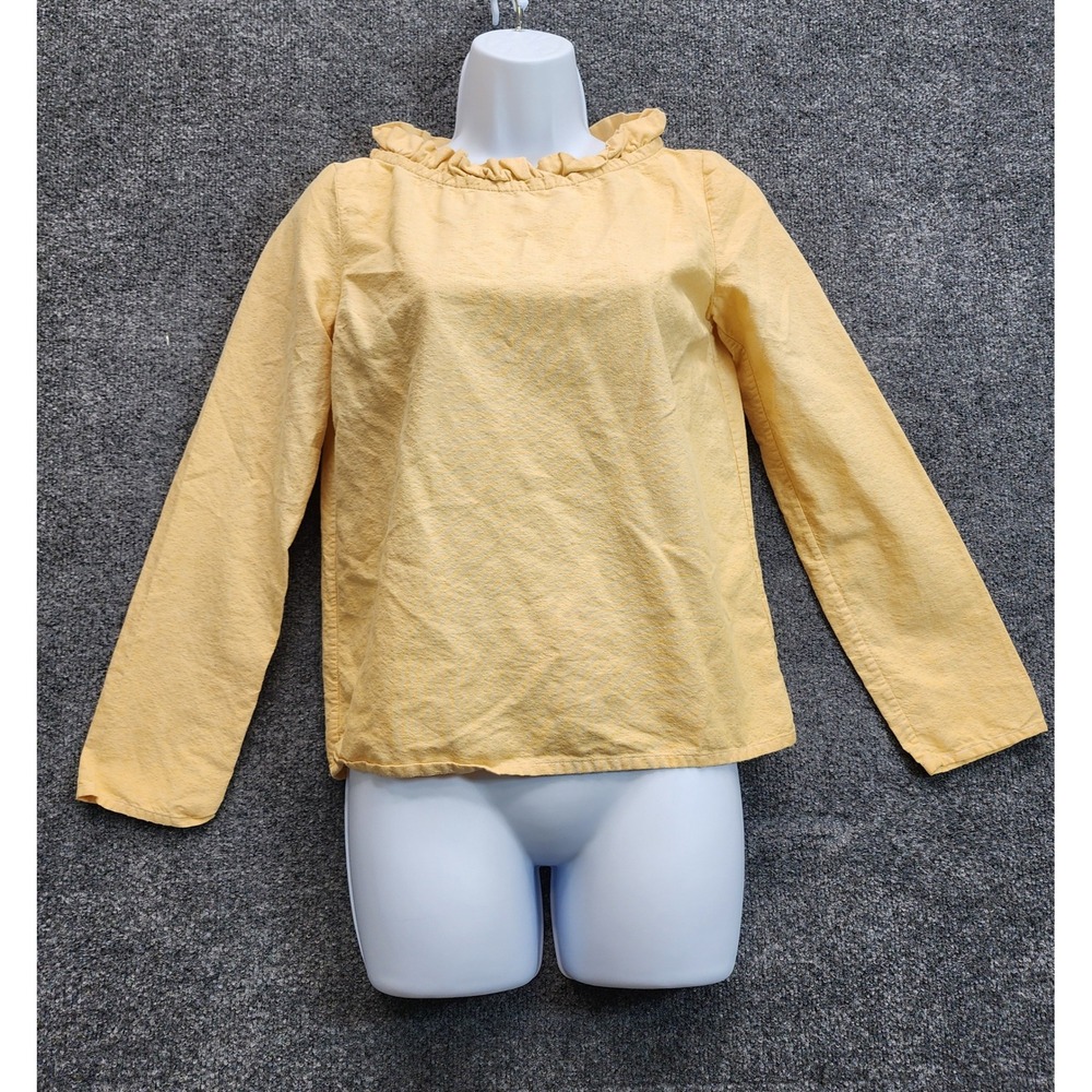 COS Women's 100% Cotton Ruffle Neck Blouse Cottagecore Minimalist Scandi Size 2
